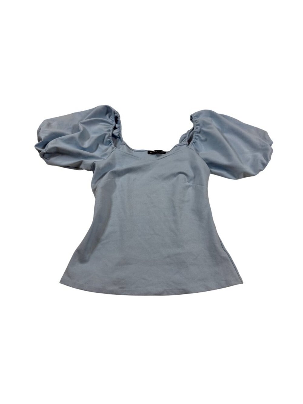 Boston Proper Light Blue Small Puff-Sleeve Blouse Rayon/Nylon Blend (P1089)